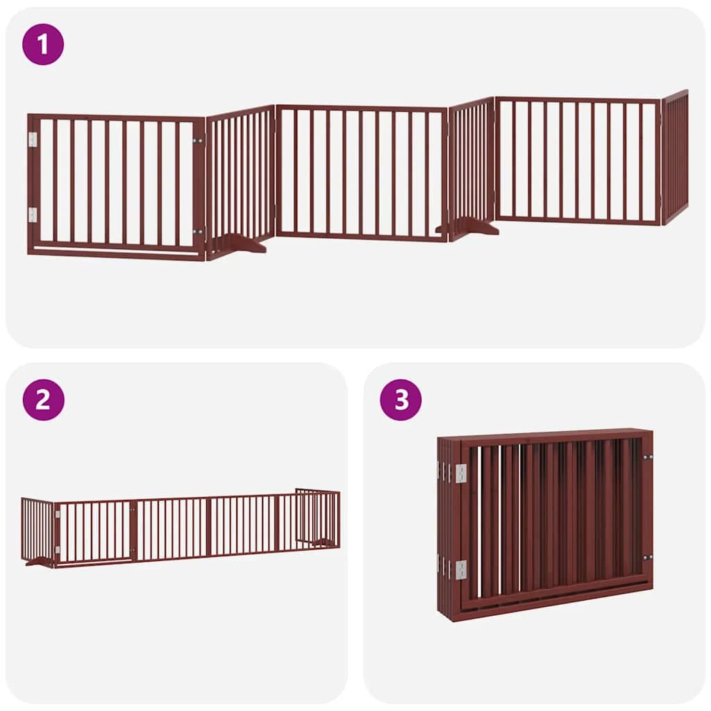 Cancello Cani Porta Pieghevole Marrone 6 Pannelli 480cm Pioppo — miniatura 4 di 11