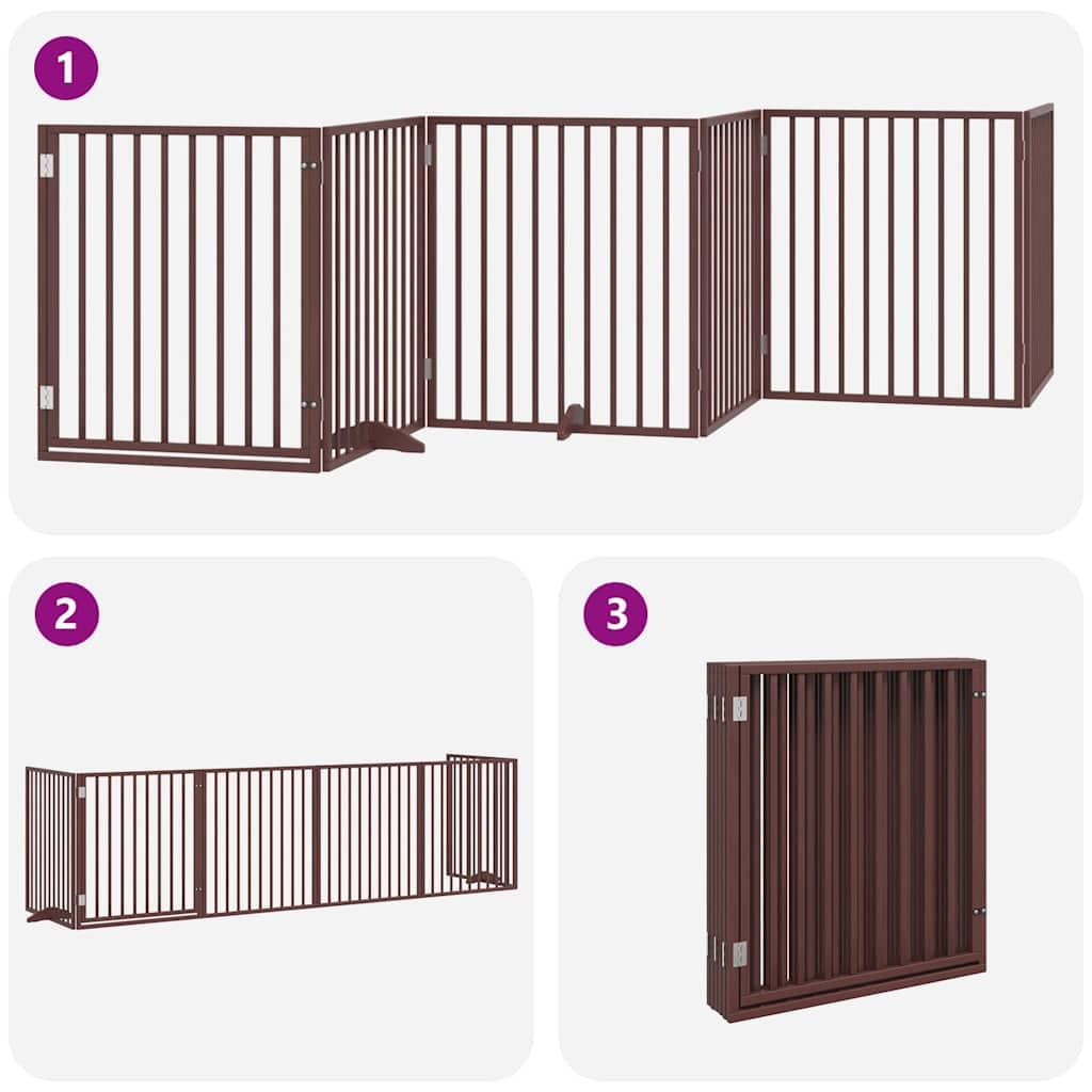 Cancello Cani Porta Pieghevole Marrone 6 Pannelli 480cm Pioppo — miniatura 4 di 11