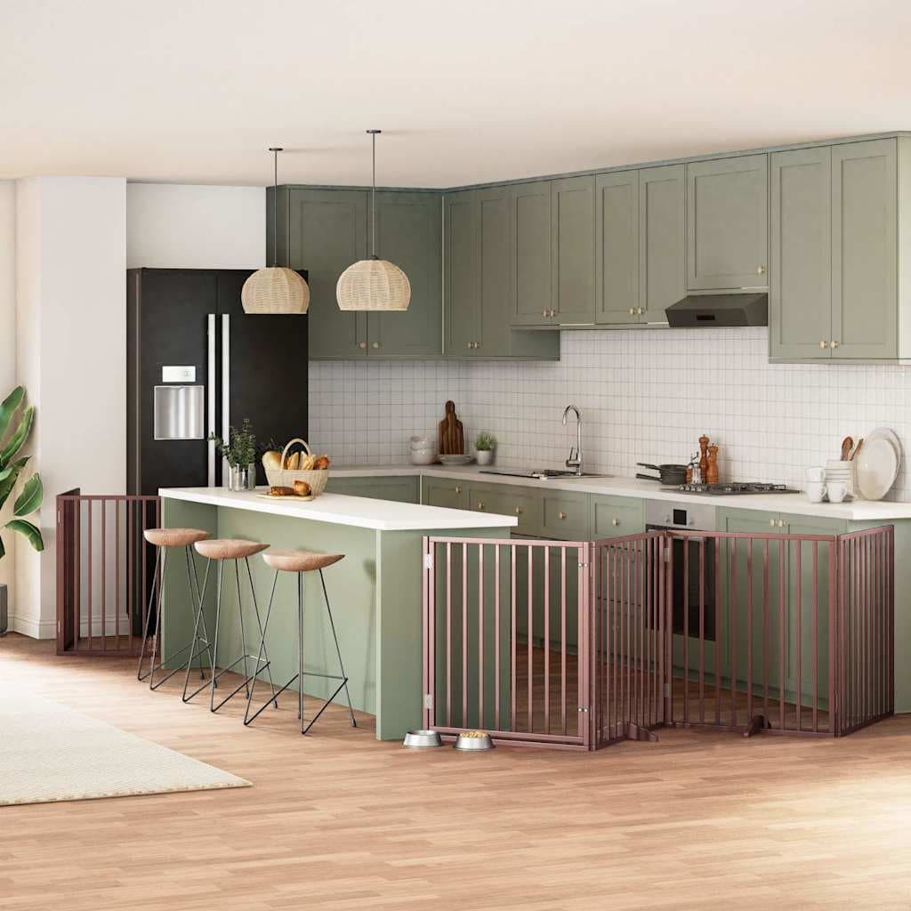 Cancello Cani Porta Pieghevole Marrone 6 Pannelli 480cm Pioppo — miniatura 1 di 11