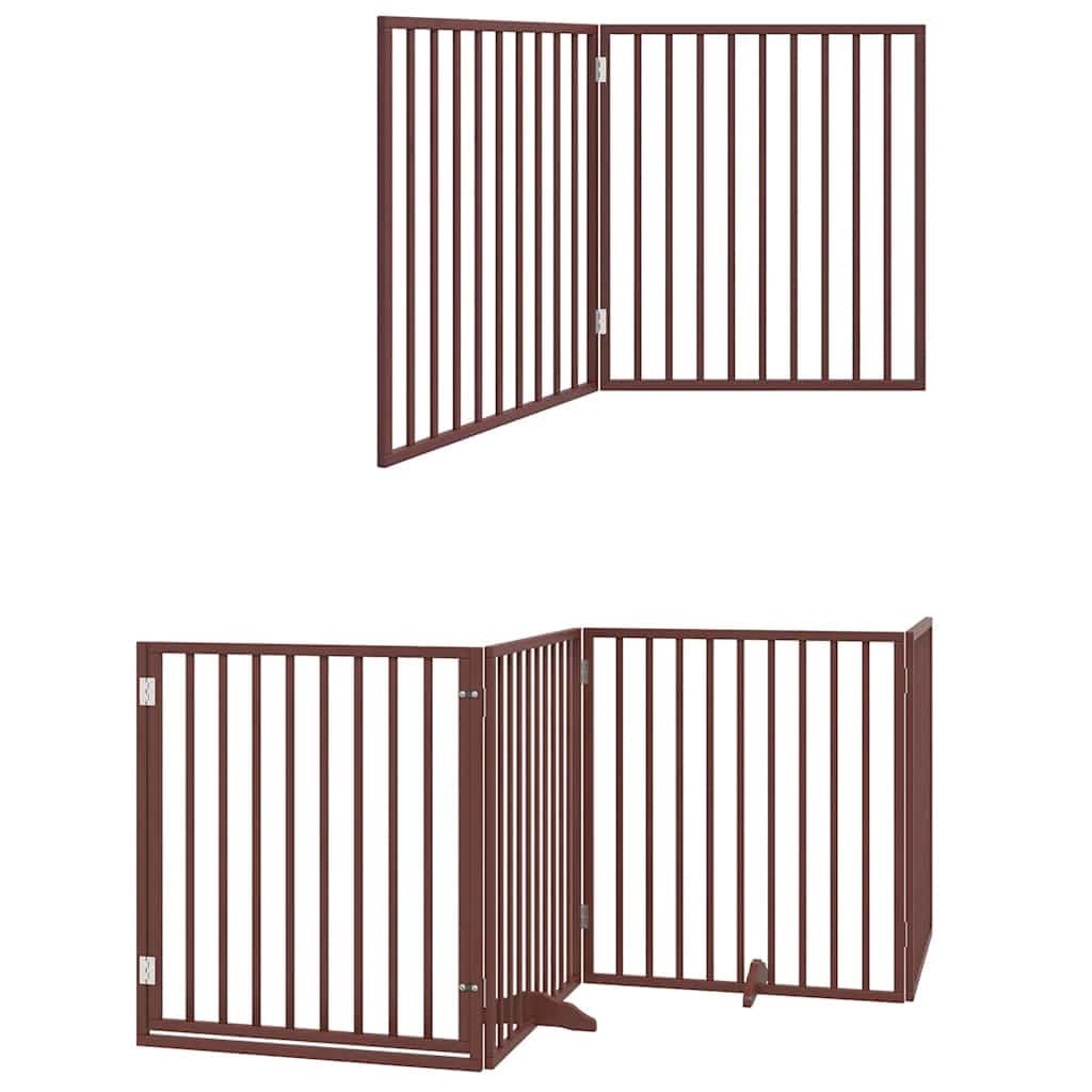 Cancello Cani Porta Pieghevole Marrone 8 Pannelli 640cm Pioppo — miniatura 11 di 11