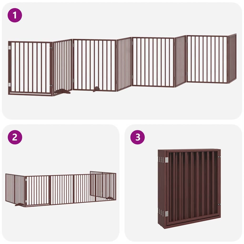 Cancello Cani Porta Pieghevole Marrone 8 Pannelli 640cm Pioppo — miniatura 4 di 11