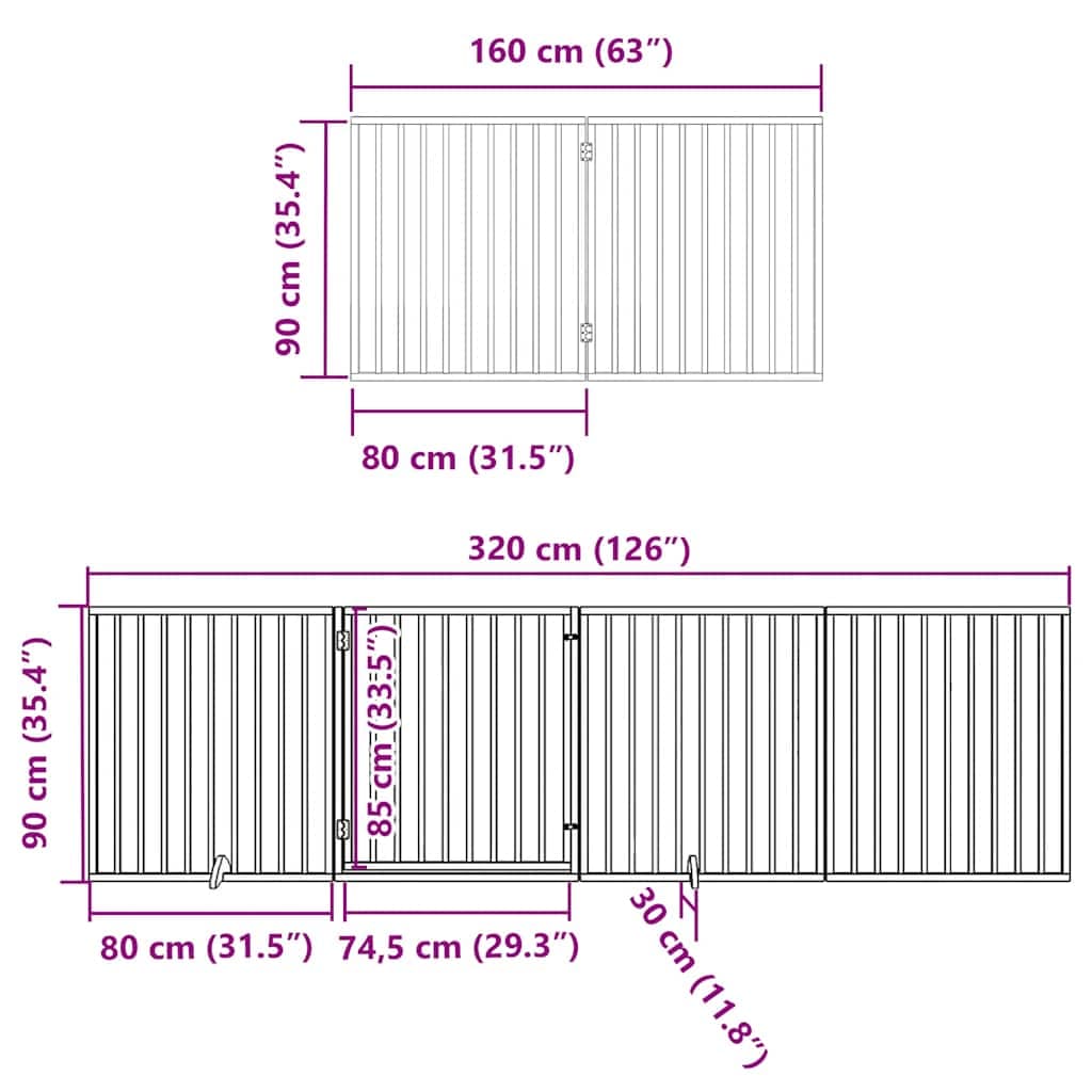 Cancello Cani Porta Pieghevole Marrone 10 Pannelli 800cm Pioppo — miniatura 10 di 11
