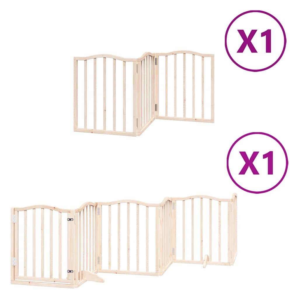 Cancello per Cani con Porta Pieghevole 9 Pannelli 450 cm Pioppo — miniatura 2 di 11