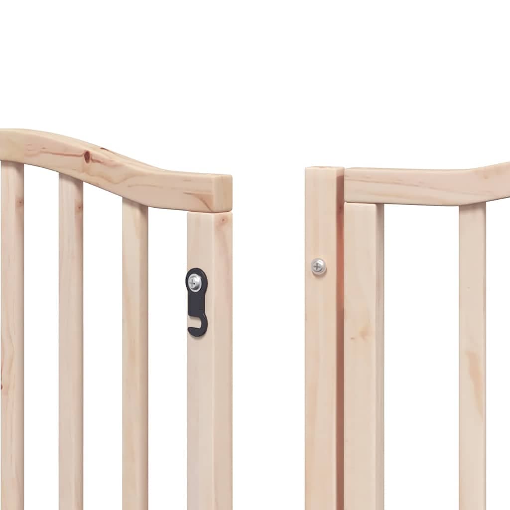 Cancello per Cani con Porta Pieghevole 9 Pannelli 450 cm Pioppo — miniatura 10 di 11