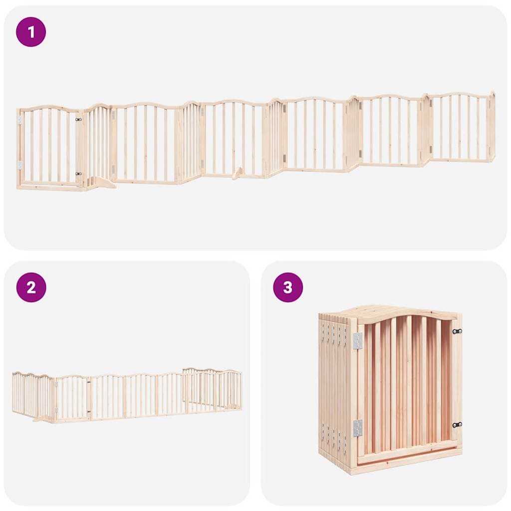 Cancello per Cani Porta Pieghevole 12 Pannelli 600 cm in Pioppo — miniatura 5 di 11