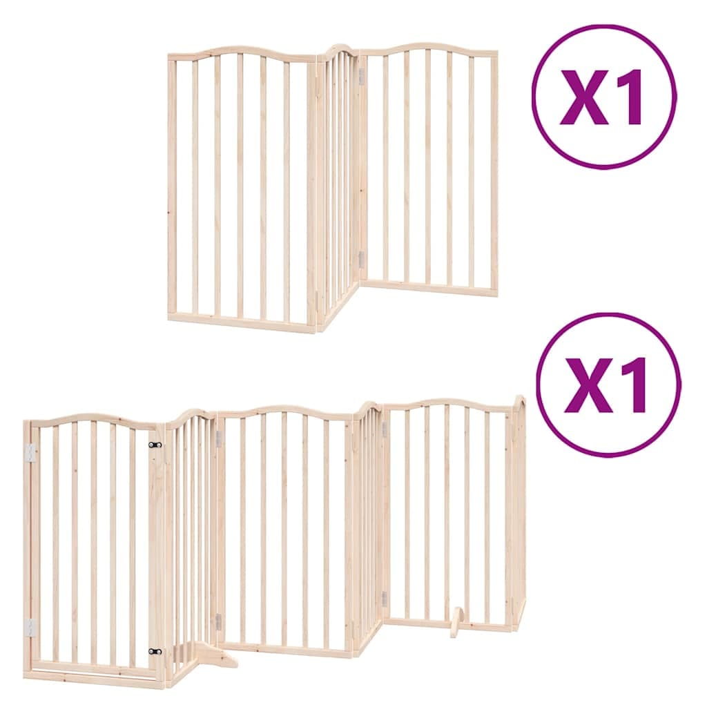 Cancello per Cani con Porta Pieghevole 9 Pannelli 450 cm Pioppo — miniatura 2 di 11