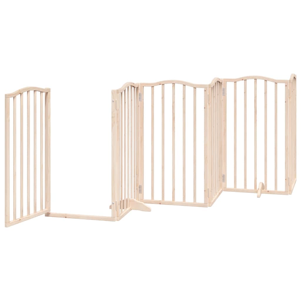 Cancello per Cani con Porta Pieghevole 9 Pannelli 450 cm Pioppo — miniatura 4 di 11