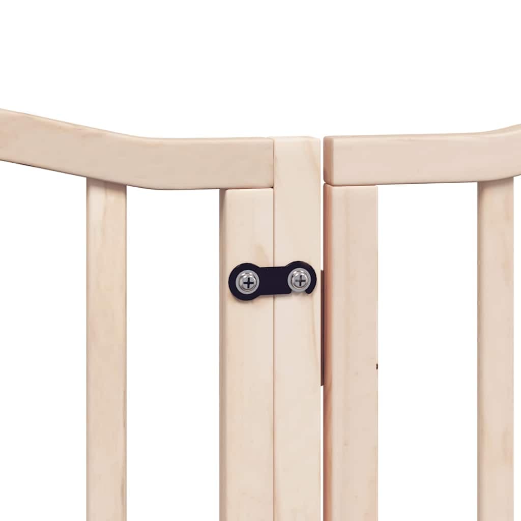 Cancello per Cani con Porta Pieghevole 9 Pannelli 450 cm Pioppo — miniatura 6 di 11