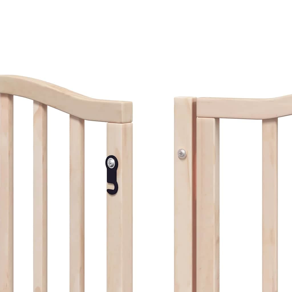 Cancello per Cani con Porta Pieghevole 9 Pannelli 450 cm Pioppo — miniatura 10 di 11