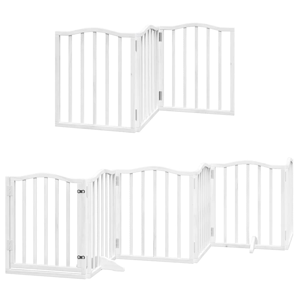 Cancello Cani Porta Pieghevole Bianco 9 Pannelli 450 cm Pioppo — miniatura 3 di 11