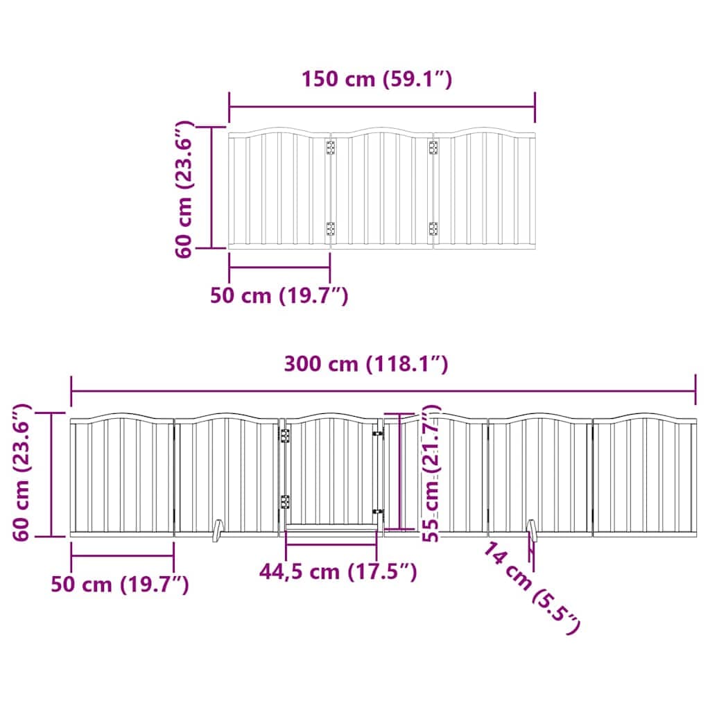 Cancello Cani Porta Pieghevole Bianco 9 Pannelli 450 cm Pioppo — miniatura 11 di 11