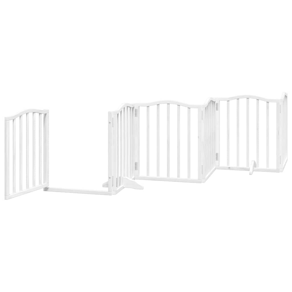 Cancello Cani Porta Pieghevole Bianco 9 Pannelli 450 cm Pioppo — miniatura 4 di 11