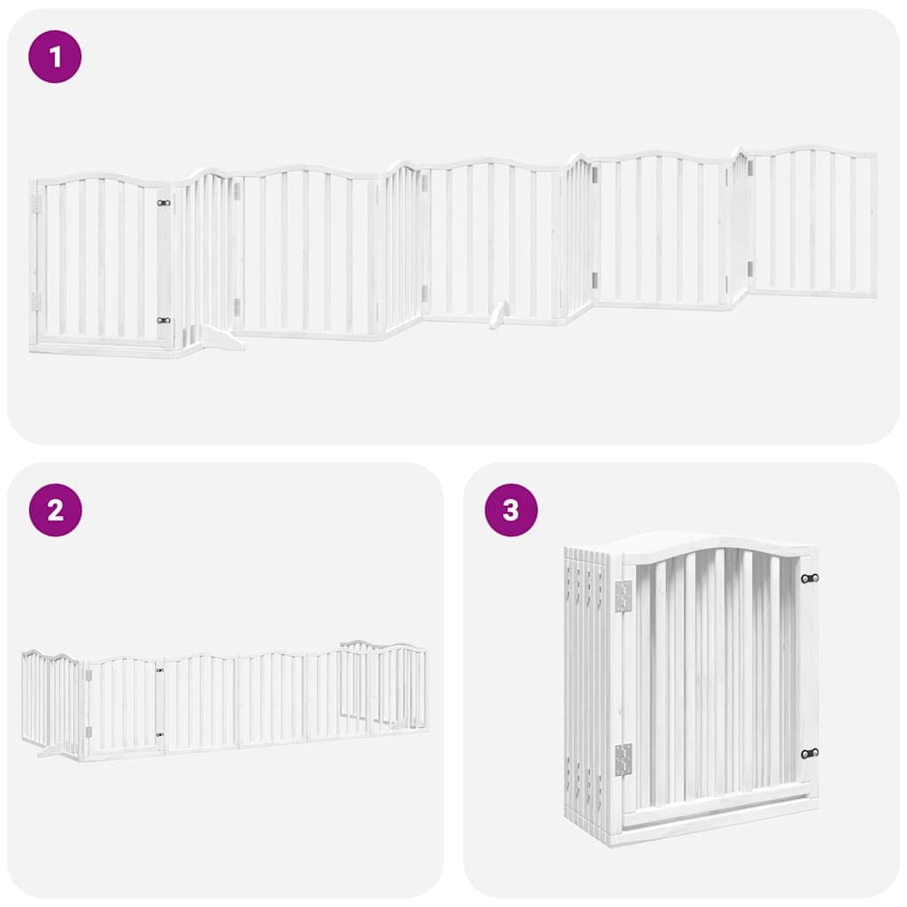 Cancello Cani Porta Pieghevole Bianco 9 Pannelli 450 cm Pioppo — miniatura 5 di 11