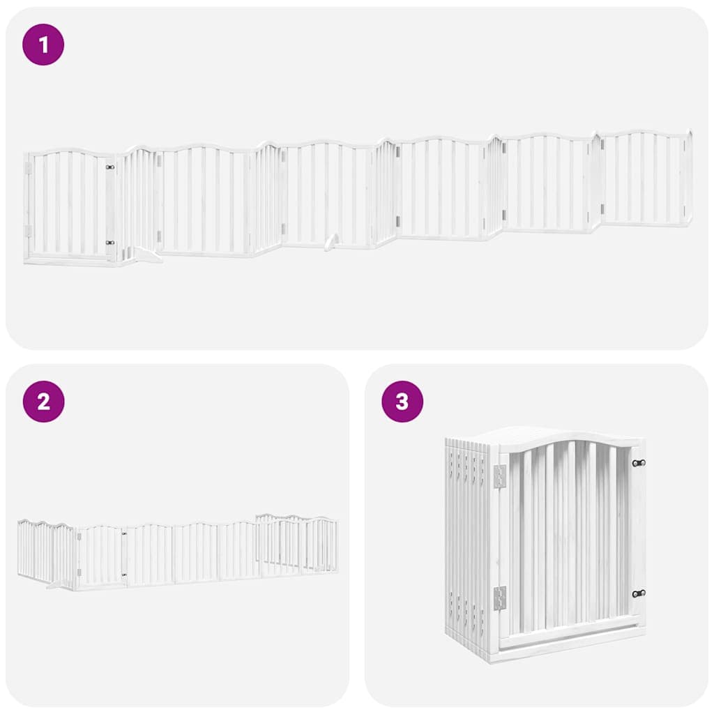 Cancello Cani Porta Pieghevole Bianco 12 Pannelli 600 cm Pioppo — miniatura 5 di 11