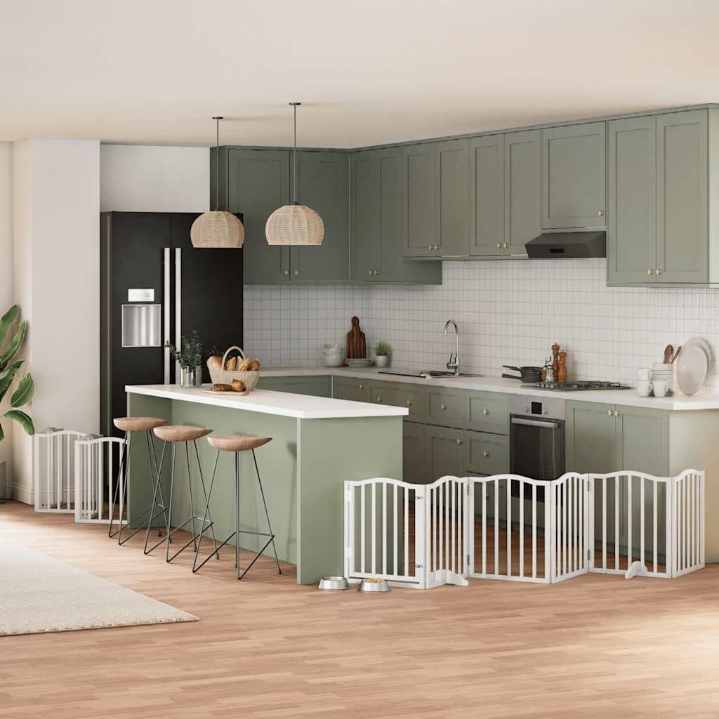 Cancello Cani Porta Pieghevole Bianco 12 Pannelli 600 cm Pioppo — miniatura 1 di 11