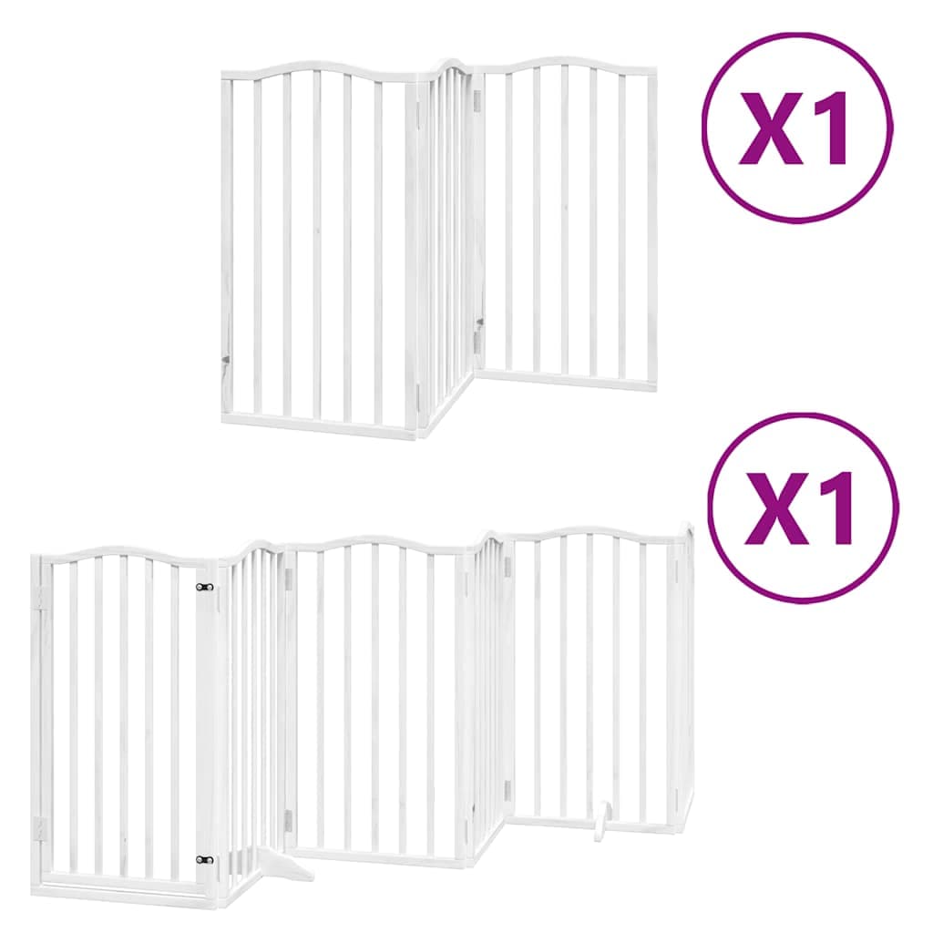 Cancello Cani Porta Pieghevole Bianco 9 Pannelli 450 cm Pioppo — foto 2 di 11
