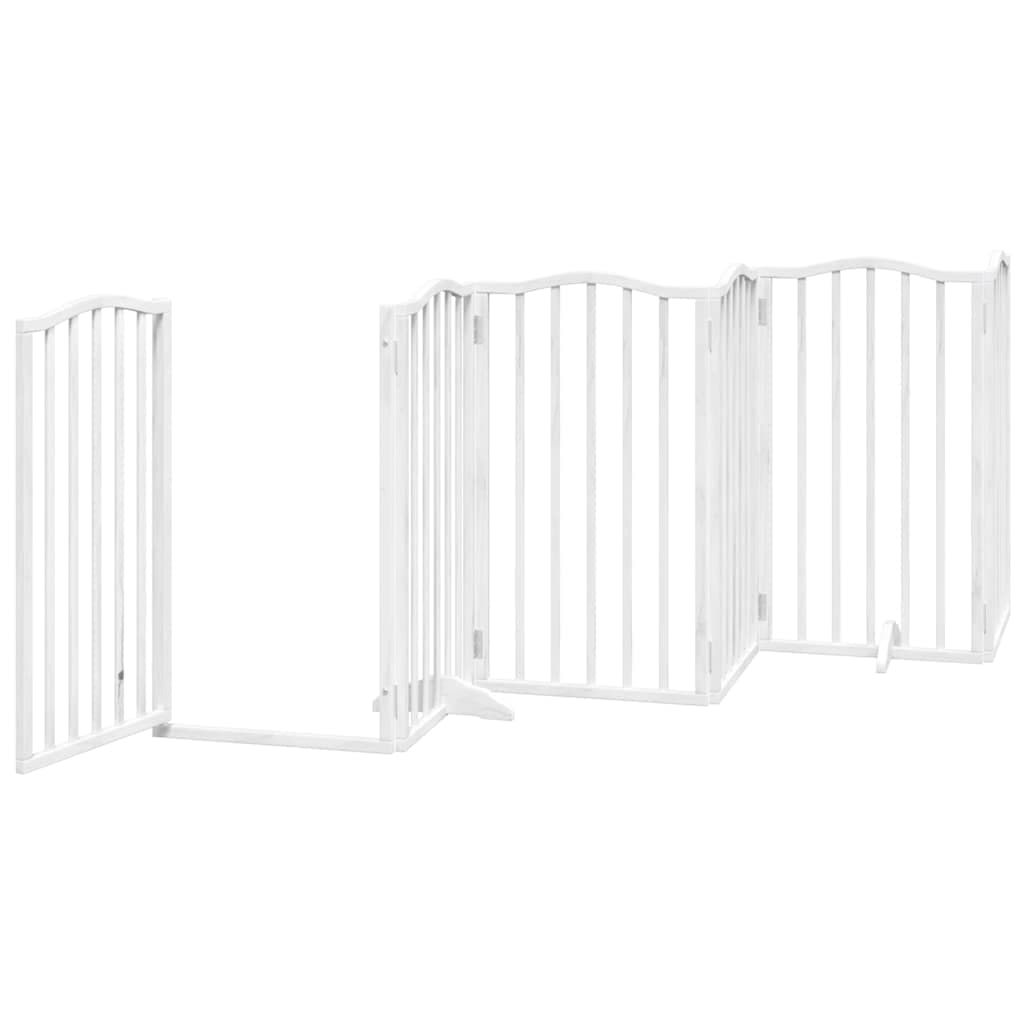 Cancello Cani Porta Pieghevole Bianco 9 Pannelli 450 cm Pioppo — foto 4 di 11