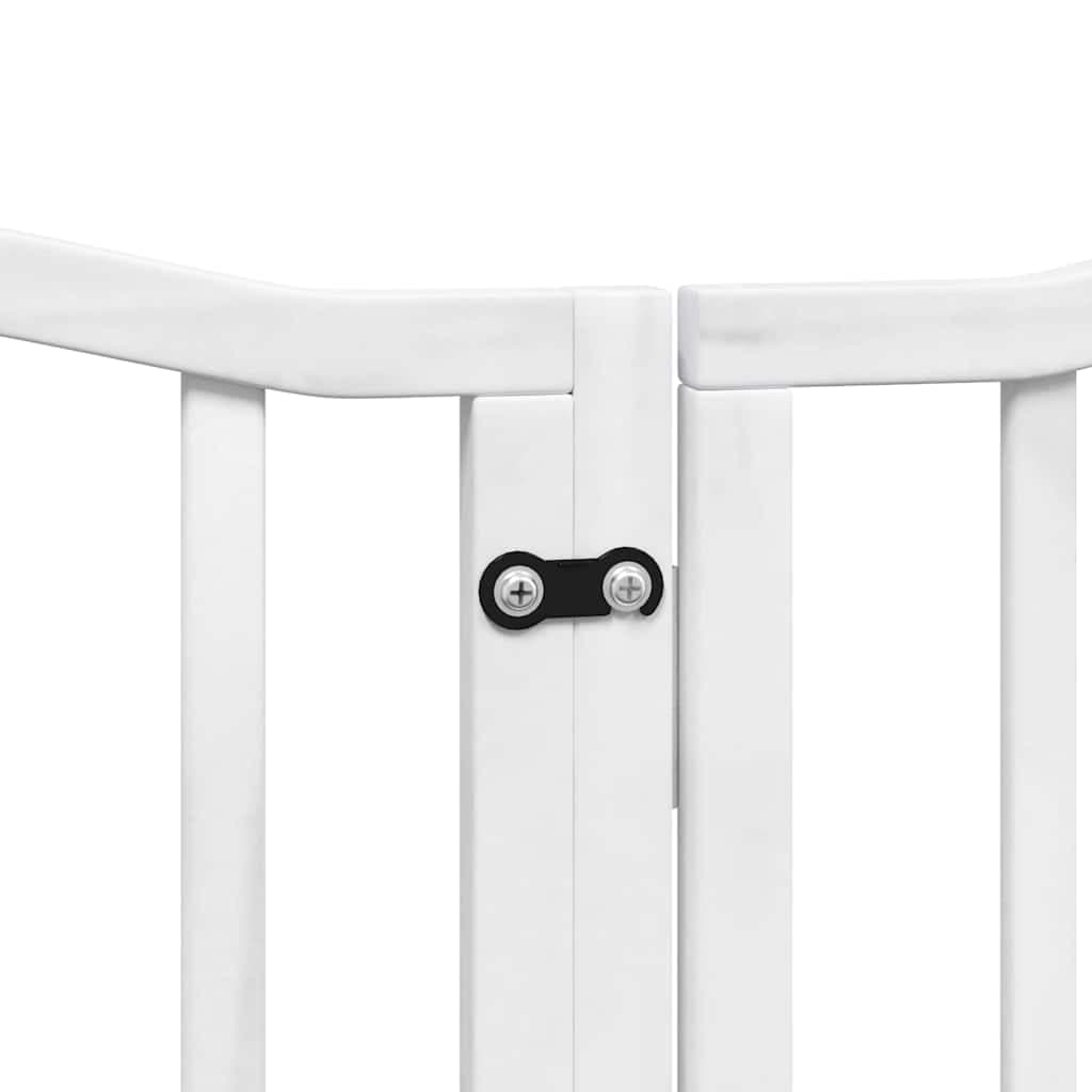 Cancello Cani Porta Pieghevole Bianco 9 Pannelli 450 cm Pioppo — foto 6 di 11