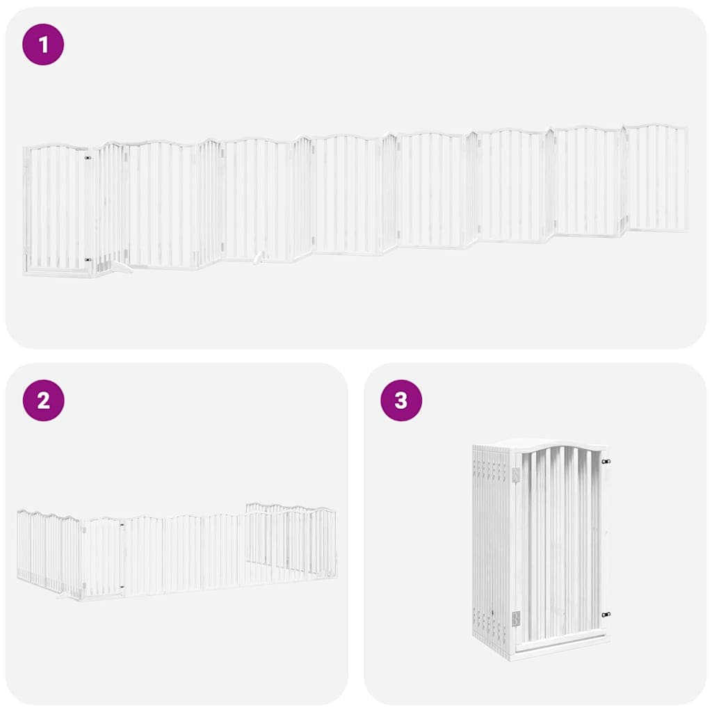 Cancello Cani Porta Pieghevole Bianco 15 Pannelli 750 cm Pioppo — miniatura 5 di 11