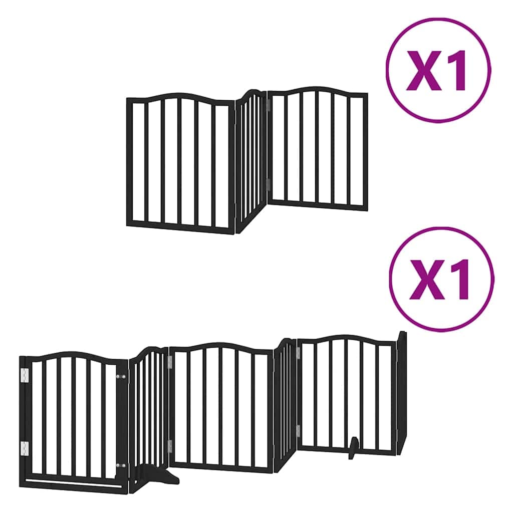 Cancello per Cani Porta Pieghevole Nero 9 Pannelli 450cm Pioppo — miniatura 2 di 11