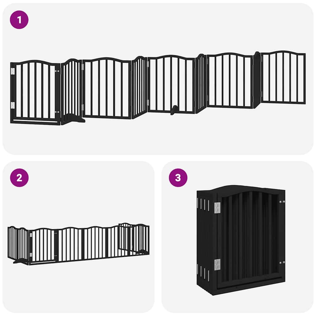 Cancello per Cani Porta Pieghevole Nero 9 Pannelli 450cm Pioppo — miniatura 5 di 11