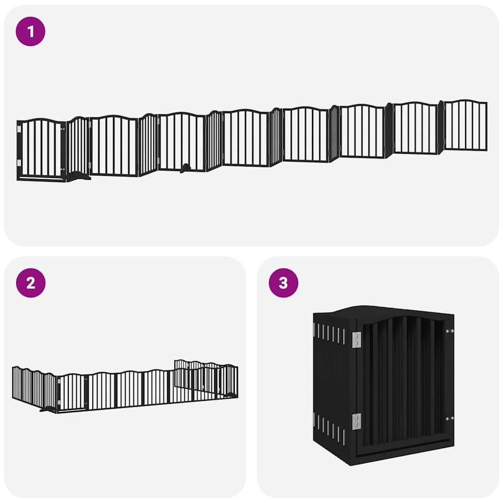 Cancello Cani Porta Pieghevole Nero 15 Pannelli 750 cm Pioppo — miniatura 5 di 11