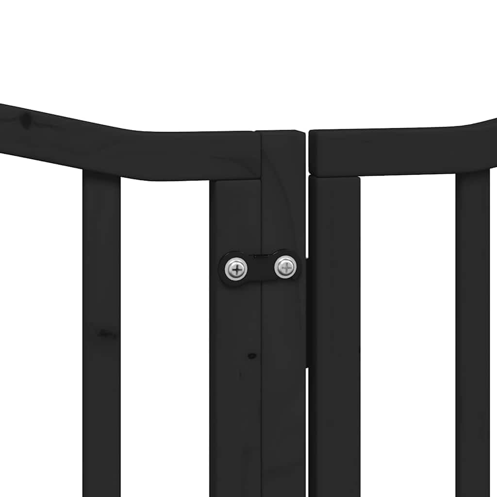 Cancello per Cani Porta Pieghevole Nero 9 Pannelli 450cm Pioppo — foto 6 di 11