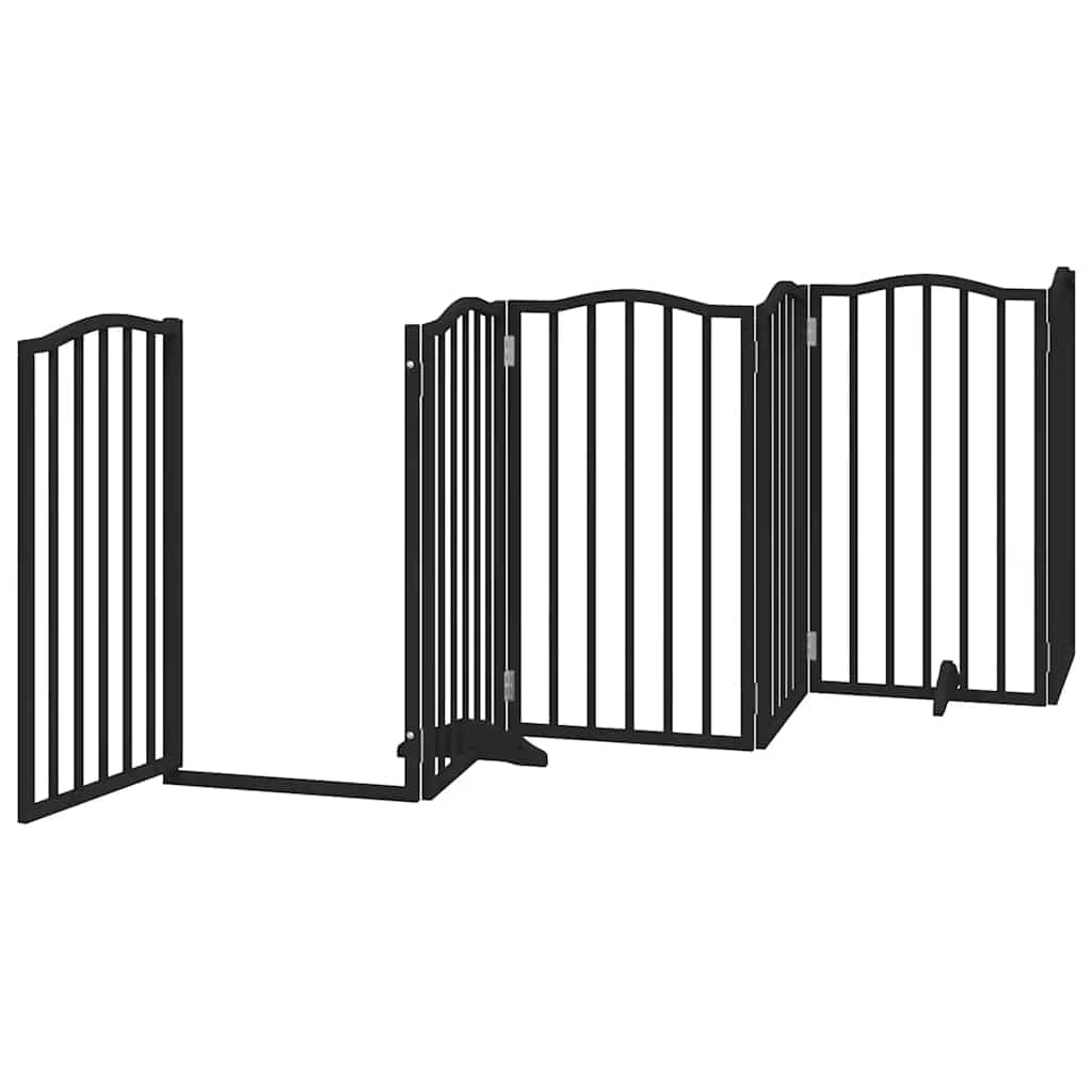 Cancello Cani Porta Pieghevole Nero 12 Pannelli 600 cm Pioppo — foto 4 di 11