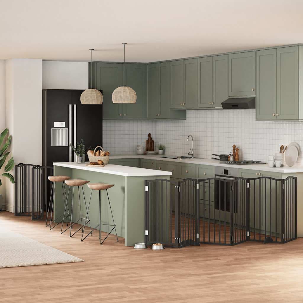 Cancello Cani Porta Pieghevole Nero 15 Pannelli 750 cm Pioppo — miniatura 1 di 11