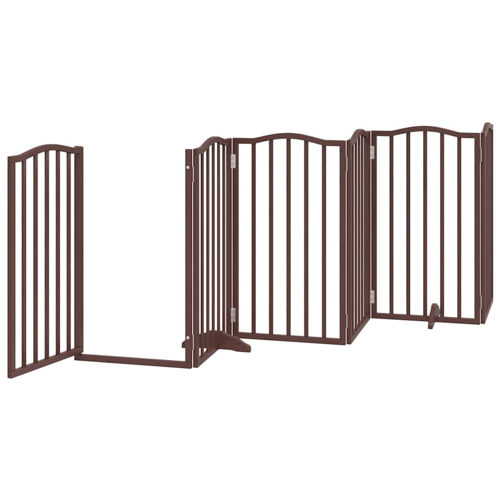 Cancello Cani Porta Pieghevole Marrone 9 Pannelli 450cm Pioppo — foto 4 di 11