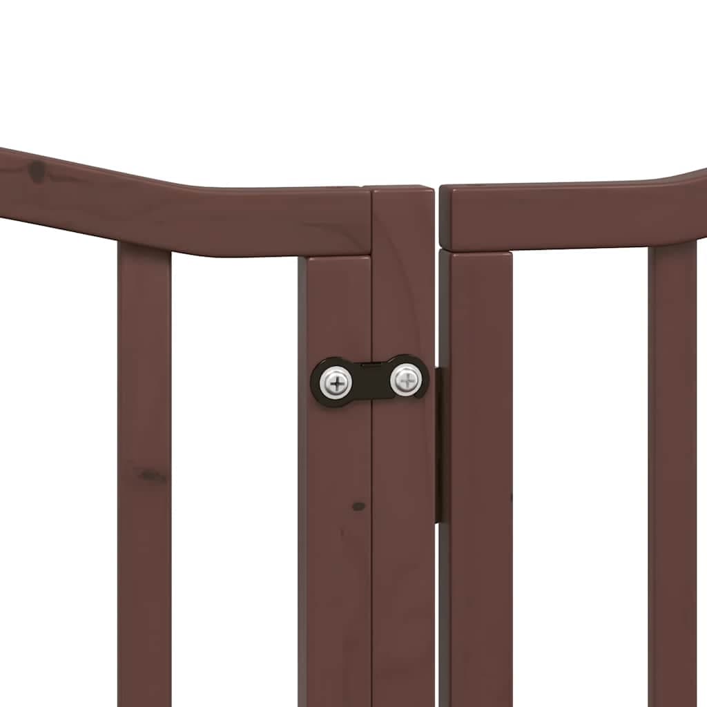 Cancello Cani Porta Pieghevole Marrone 9 Pannelli 450cm Pioppo — foto 6 di 11