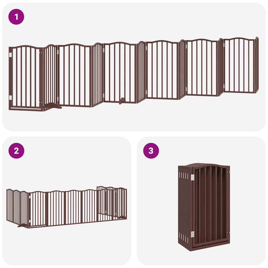 Cancello Cani Porta Pieghevole Marrone 12 Pannelli 600cm Pioppo — miniatura 5 di 11