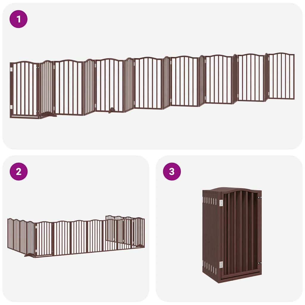 Cancello Cani Porta Pieghevole Marrone 15 Pannelli 750cm Pioppo — miniatura 5 di 11