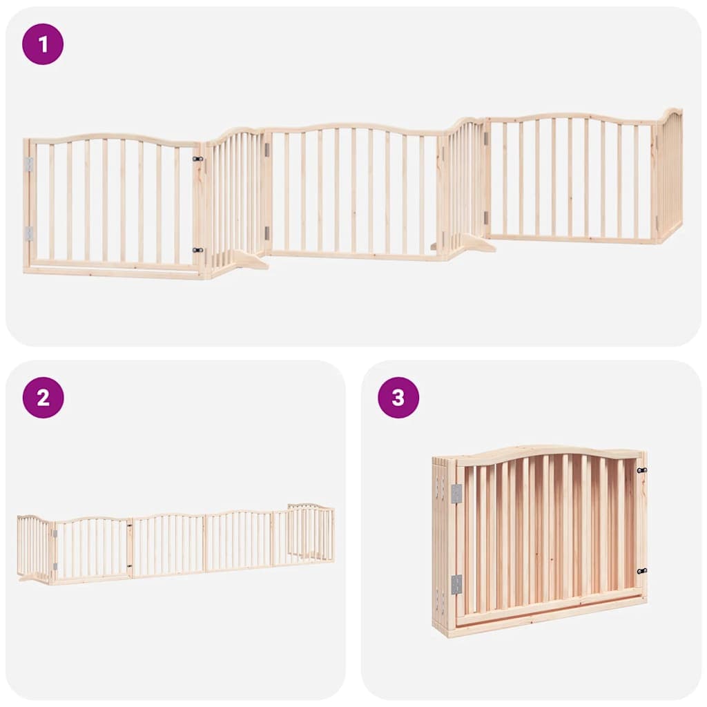 Cancello per Cani Pieghevole 6 Pannelli 480 cm Legno di Pioppo — miniatura 5 di 11