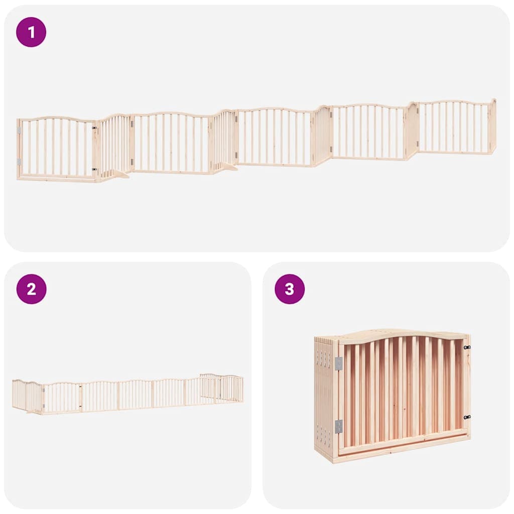 Cancello per Cani Porta Pieghevole 10 Pannelli 800 cm in Pioppo — miniatura 5 di 11