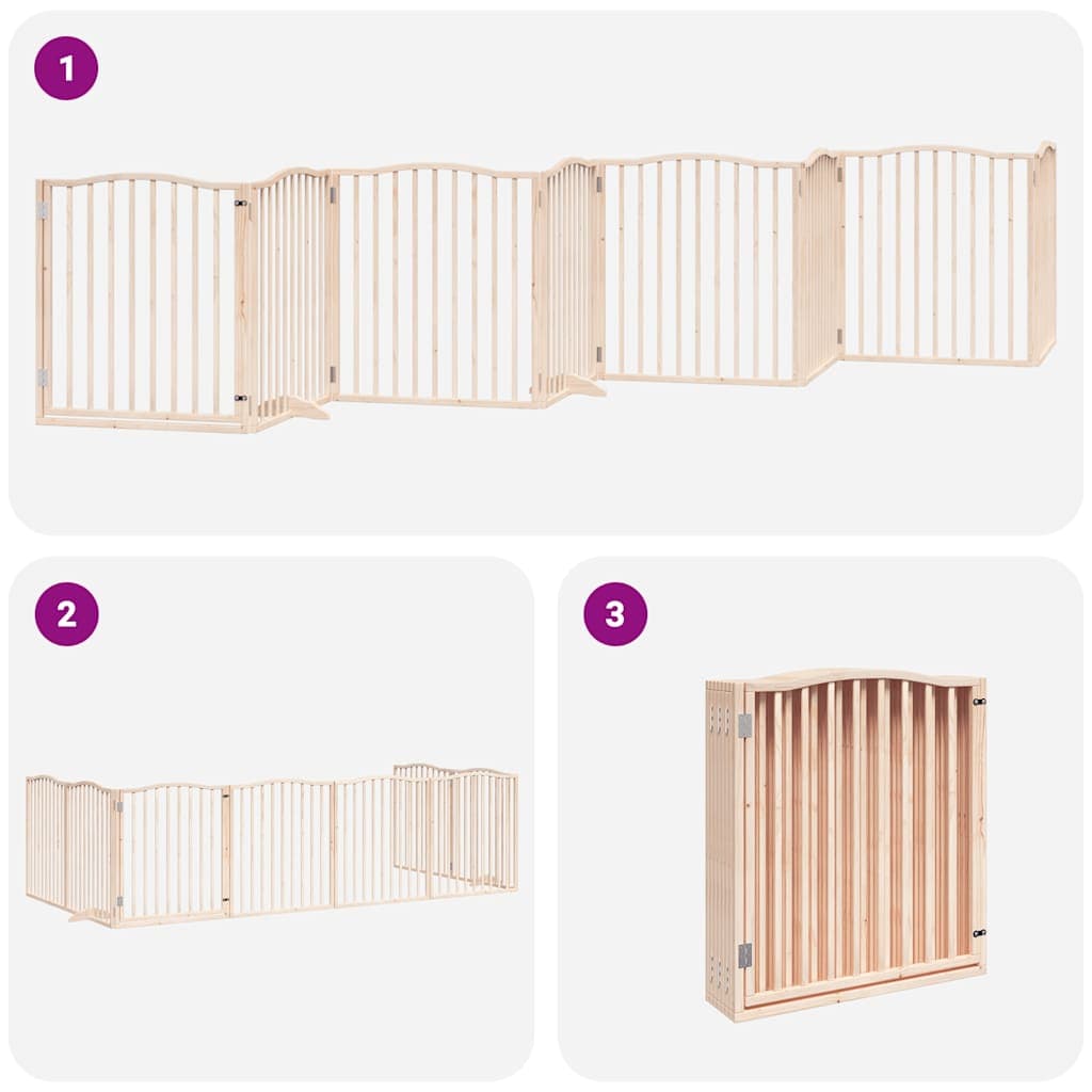 Cancello per Cani Porta Pieghevole 8 Pannelli 640 cm in Pioppo — miniatura 5 di 11