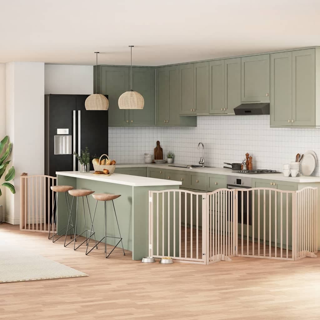Cancello per Cani Porta Pieghevole 8 Pannelli 640 cm in Pioppo — miniatura 1 di 11