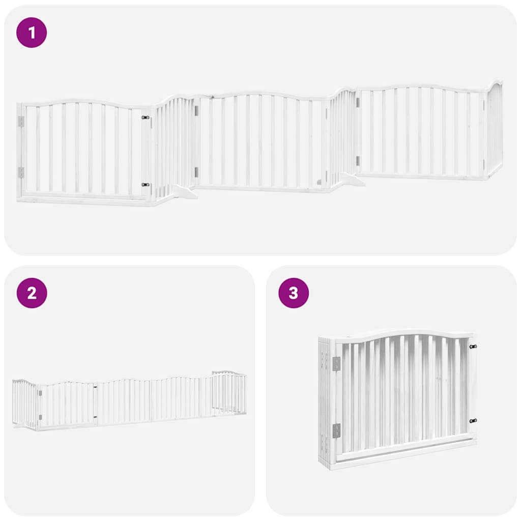 Cancello Cani Porta Pieghevole Bianco 6 Pannelli 480 cm Pioppo — miniatura 5 di 11