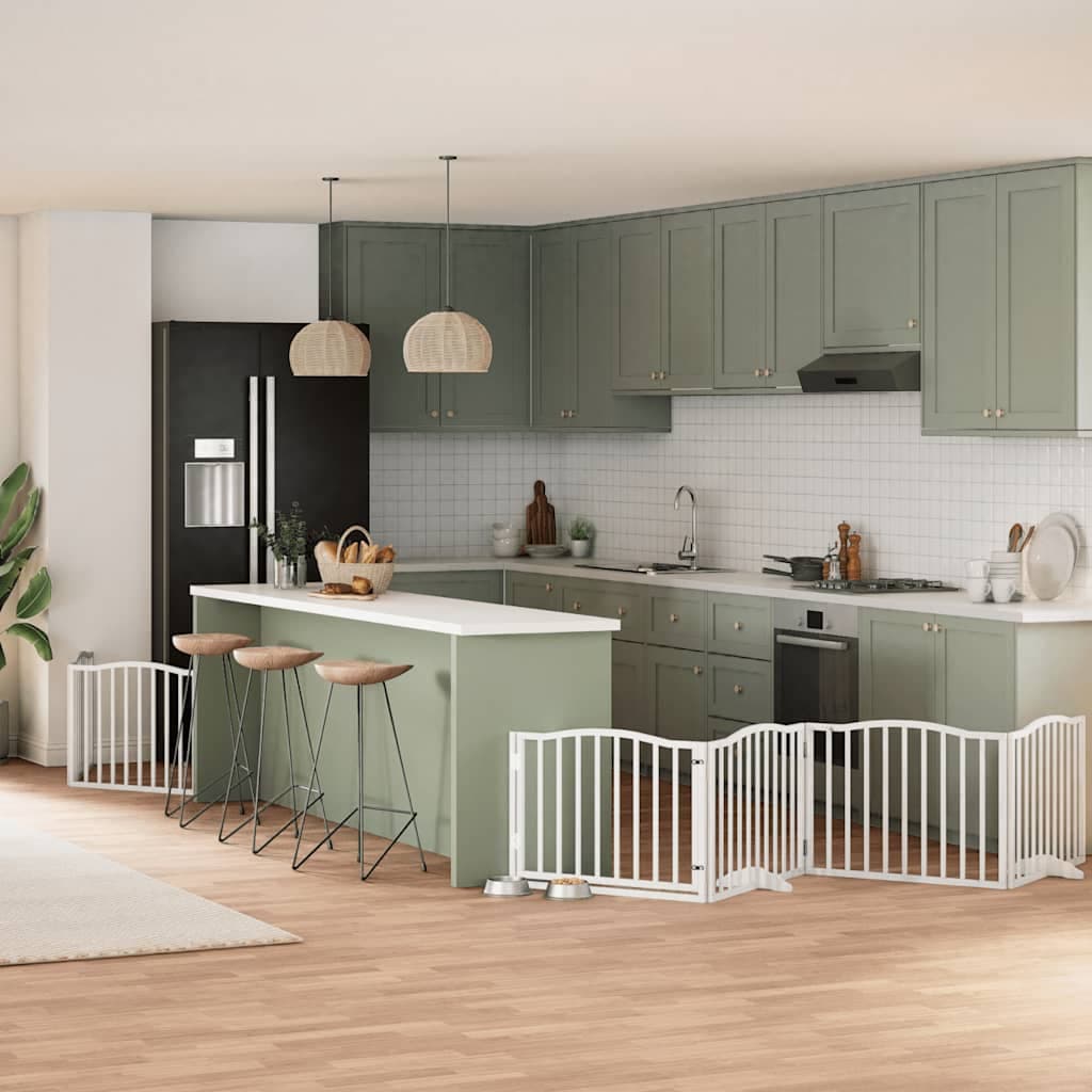 Cancello Cani Porta Pieghevole Bianco 6 Pannelli 480 cm Pioppo — miniatura 1 di 11