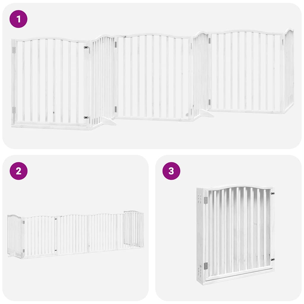 Cancello Cani Porta Pieghevole Bianco 6 Pannelli 480 cm Pioppo — miniatura 5 di 11
