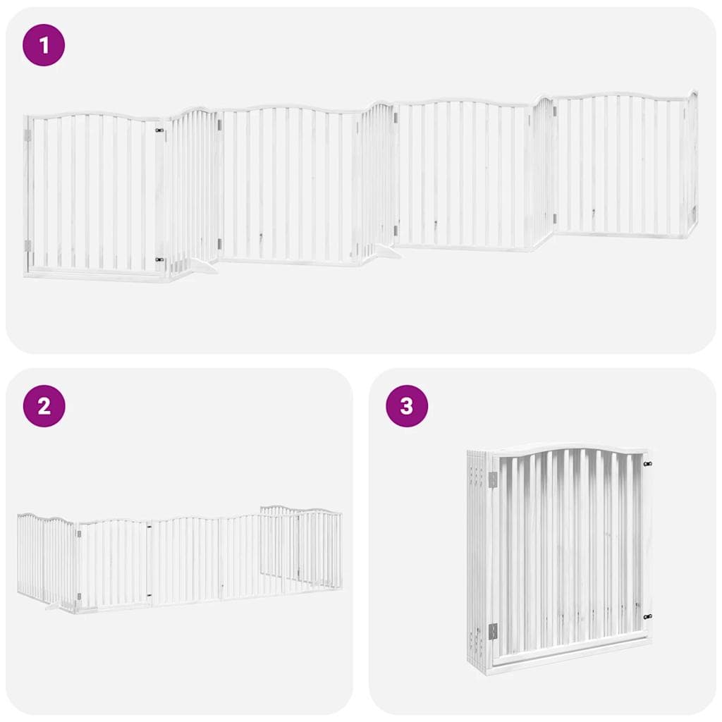 Cancello Cani Porta Pieghevole Bianco 8 Pannelli 640 cm Pioppo — miniatura 5 di 11