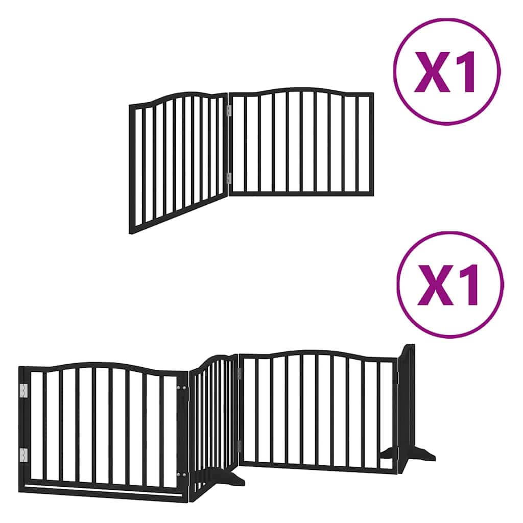 Cancello per Cani Porta Pieghevole Nero 6 Pannelli 480cm Pioppo — miniatura 2 di 11