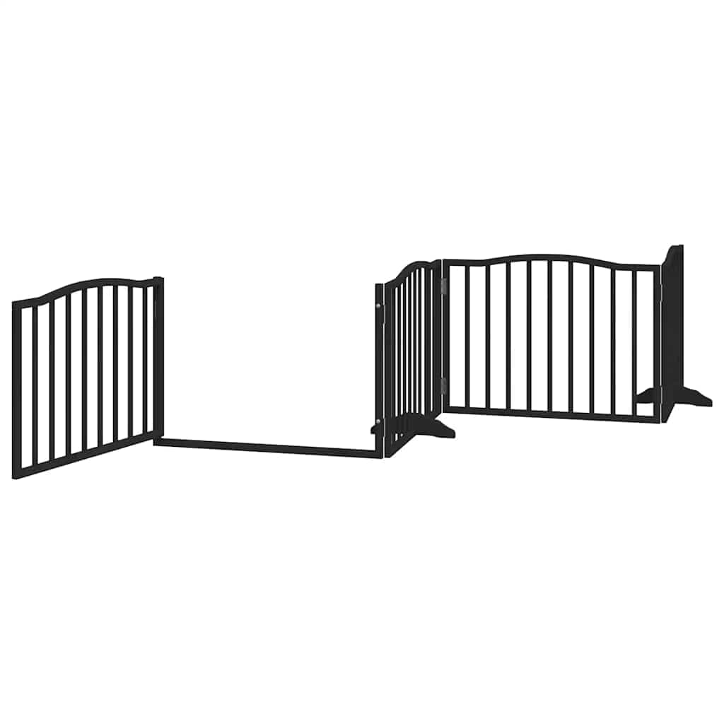 Cancello per Cani Porta Pieghevole Nero 6 Pannelli 480cm Pioppo — miniatura 4 di 11