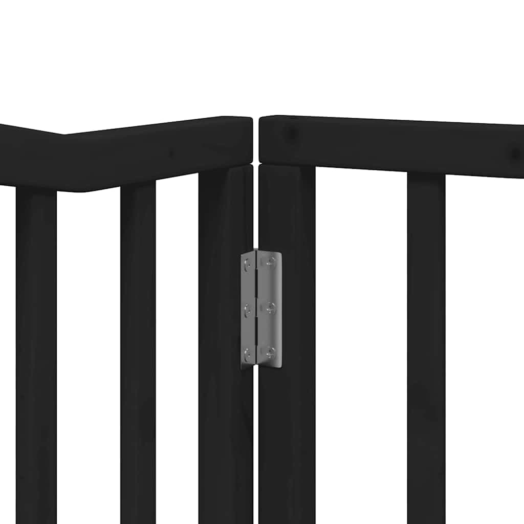 Cancello per Cani Porta Pieghevole Nero 6 Pannelli 480cm Pioppo — miniatura 8 di 11