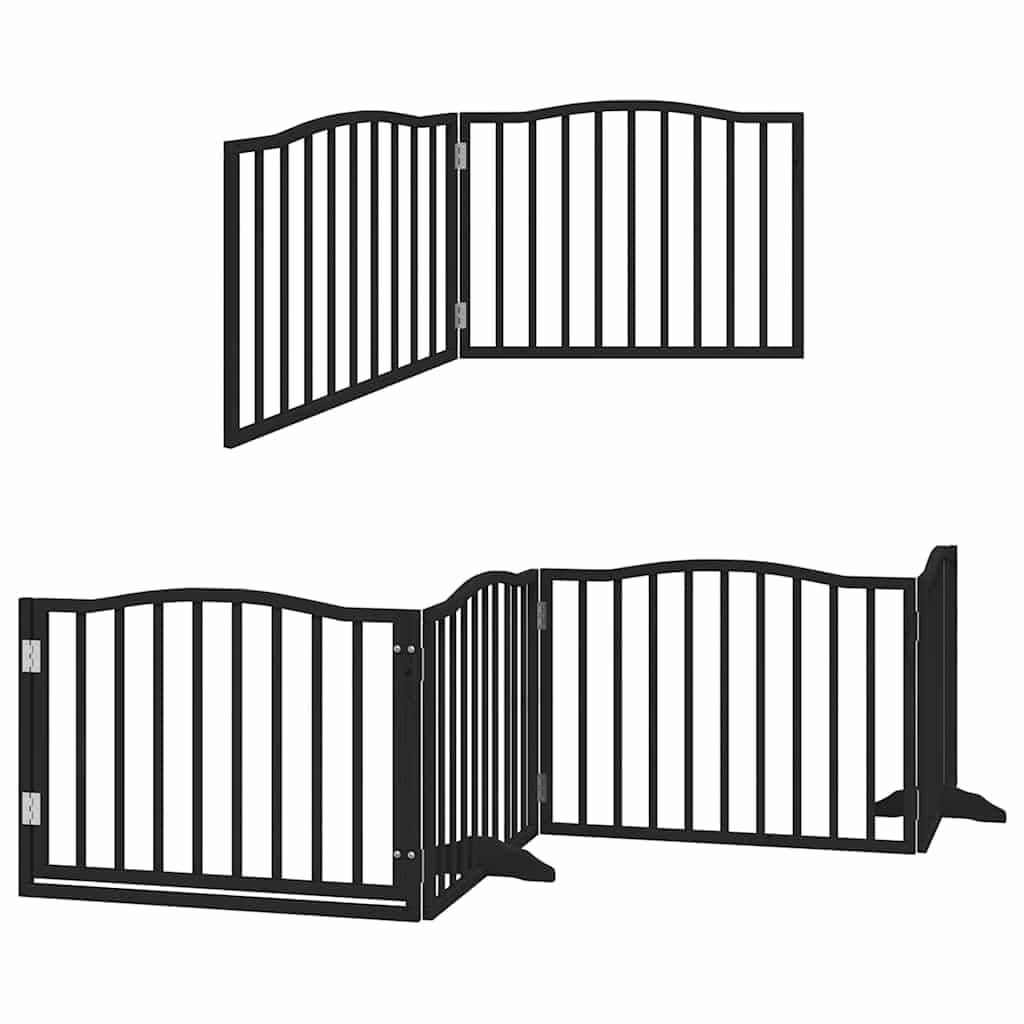 Cancello Cani Porta Pieghevole Nero 8 Pannelli 640 cm Pioppo — miniatura 3 di 11