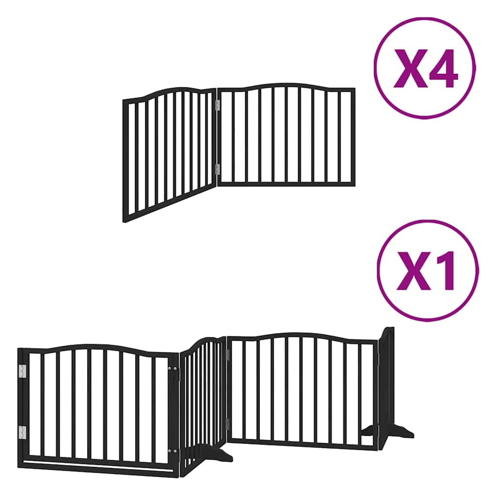 Cancello Cani Porta Pieghevole Nero 12 Pannelli 960 cm Pioppo — miniatura 2 di 11