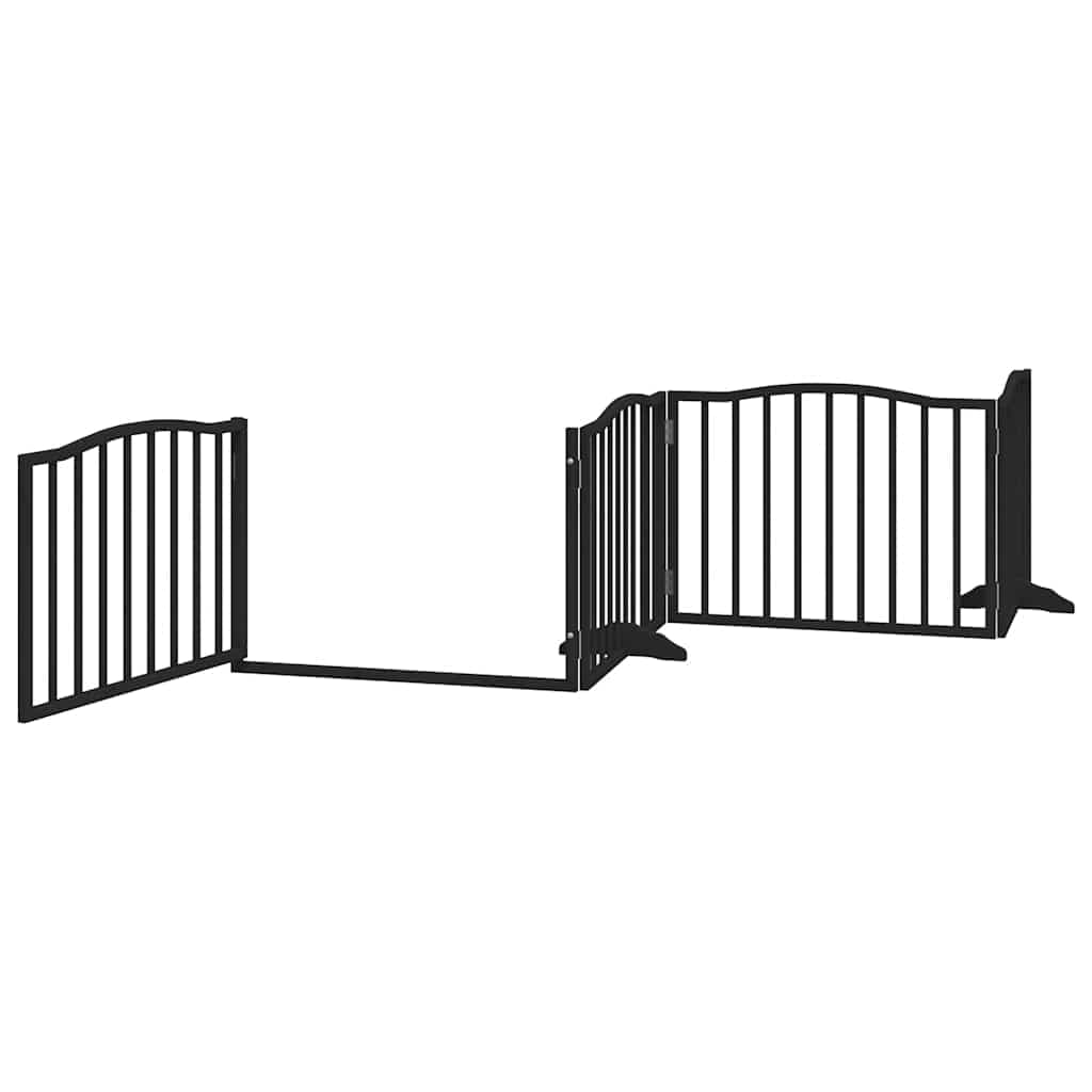 Cancello Cani Porta Pieghevole Nero 12 Pannelli 960 cm Pioppo — miniatura 4 di 11
