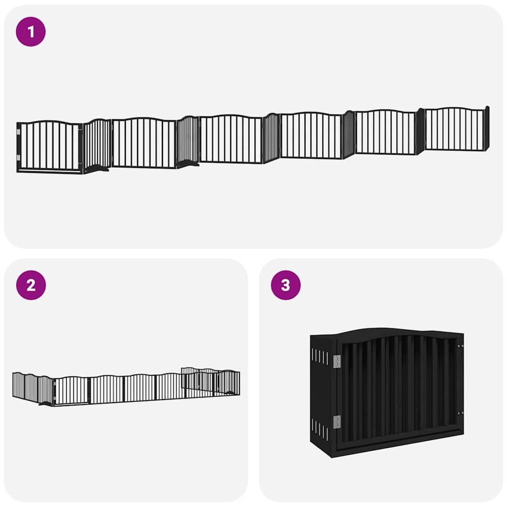 Cancello Cani Porta Pieghevole Nero 12 Pannelli 960 cm Pioppo — miniatura 5 di 11