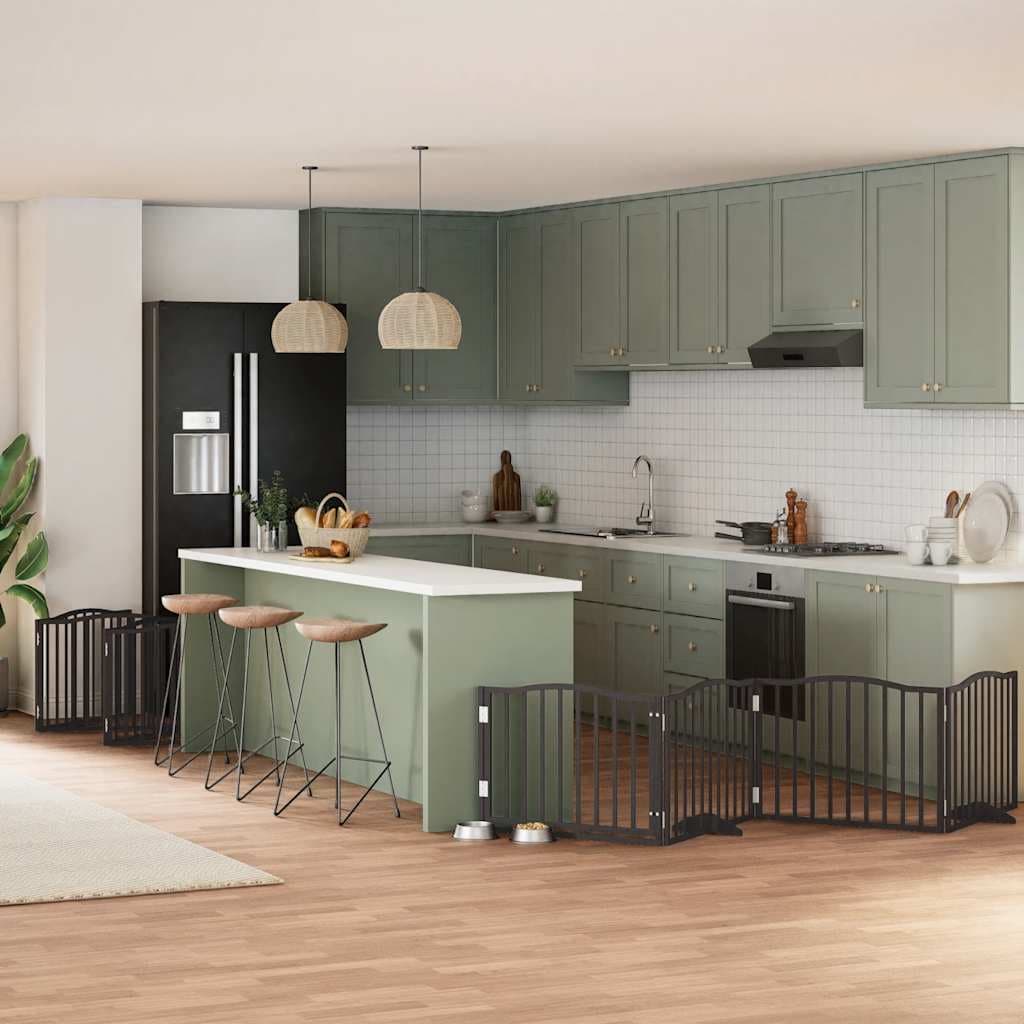 Cancello Cani Porta Pieghevole Nero 12 Pannelli 960 cm Pioppo — miniatura 1 di 11