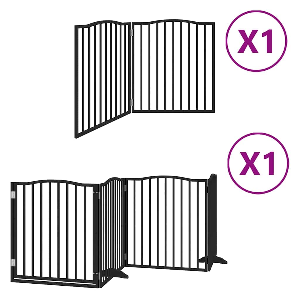 Cancello per Cani Porta Pieghevole Nero 6 Pannelli 480cm Pioppo — miniatura 2 di 11